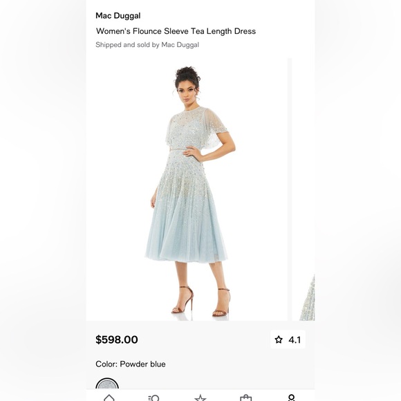 Mac Duggal Flounce Sleeve, Tea Length Women’s Dress size 8, with Sequins - Picture 8 of 14